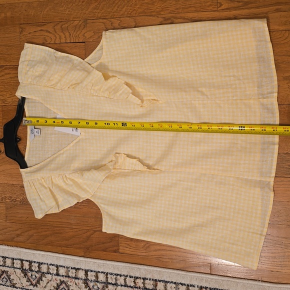 CROFT & BARROW WOMENS PLUS YELOW & WHITE GINGHAM TOP RUFFLED SLEEVES SIZE XXL - Picture 15 of 16